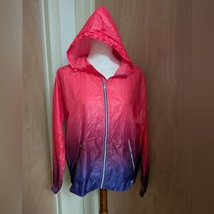 Fila Sport Pink Purple Ombre Windbreaker Jacket Hooded Lightweight Running S L
